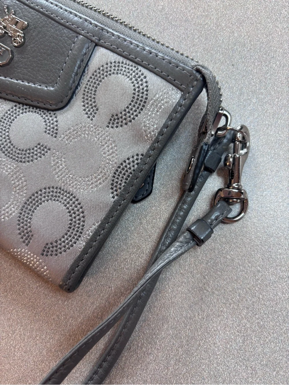 Coach Madison Gray Signature Wristlet Wallet